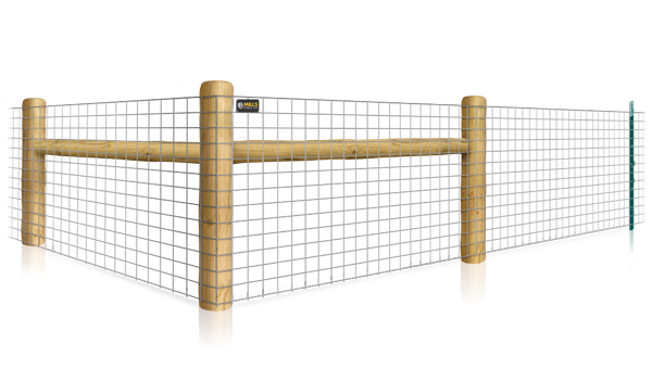 Wire Mesh T-post fence with H-brace for farms in the Louisville, Kentucky area.
