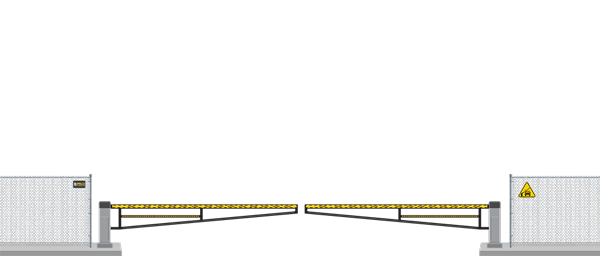Automated Barrier swing gate  in closed position