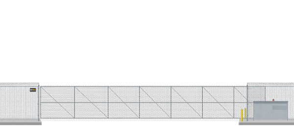 Automated chain link Vertical Pivot gate in closed position