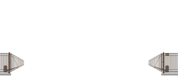 Automated Metal swing gate in open position