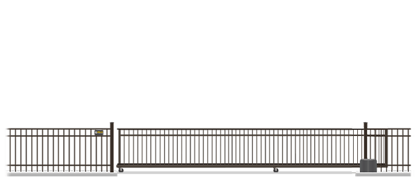 Automated Metal V-Track gate  in closed position