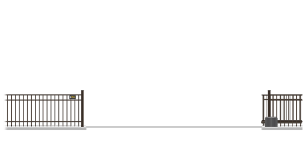 Automated Metal V-Track gate  in open position