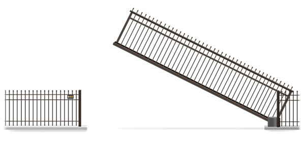 Automated Metal Vertical Pivot gate  in open position