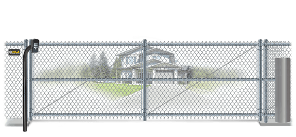 Chain Link sliding estate gate in closed position