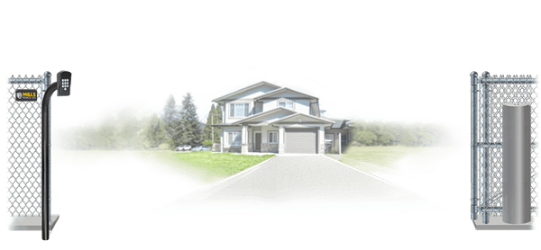 Chain Link sliding estate gate in open position