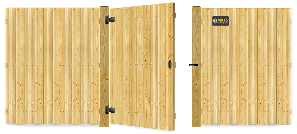 Wood gate in open position