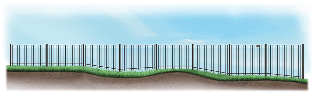 Custom Aluminum fence on uneven ground