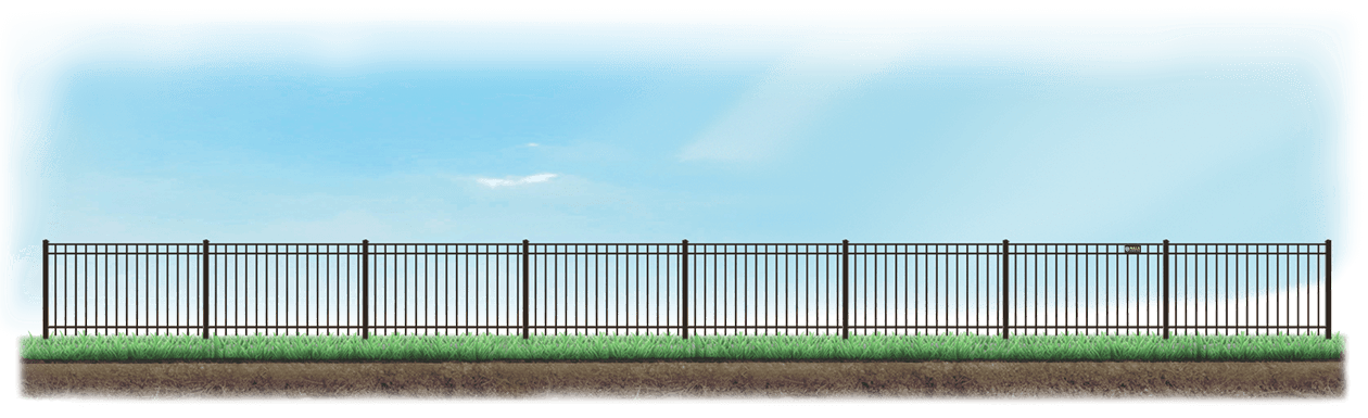 Straight Aluminum fence on level ground