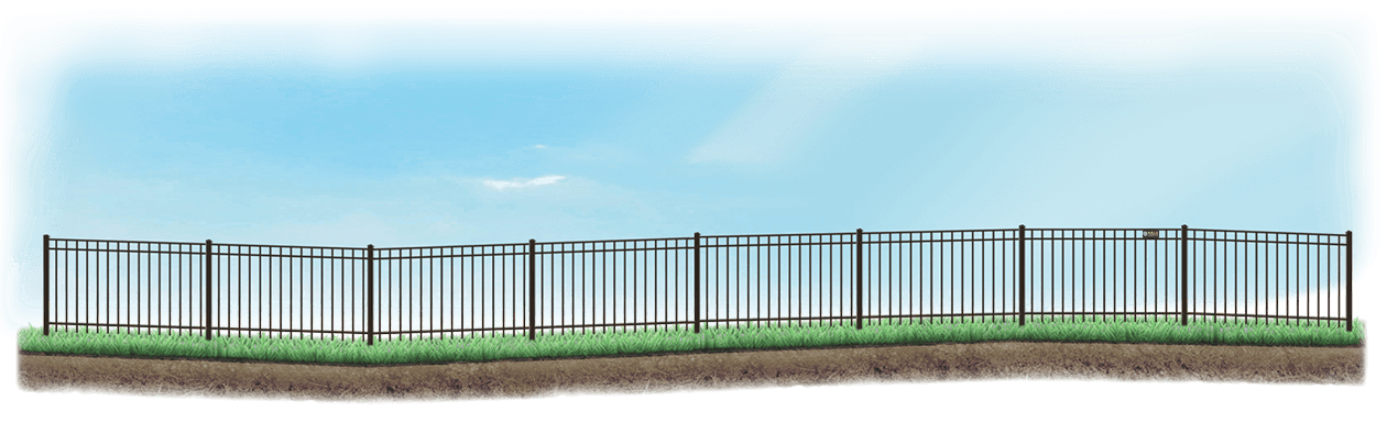 Racked Aluminum fence on uneven ground