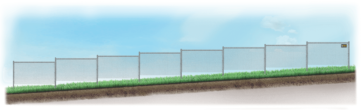 Stepped Chain Link fence on uneven ground