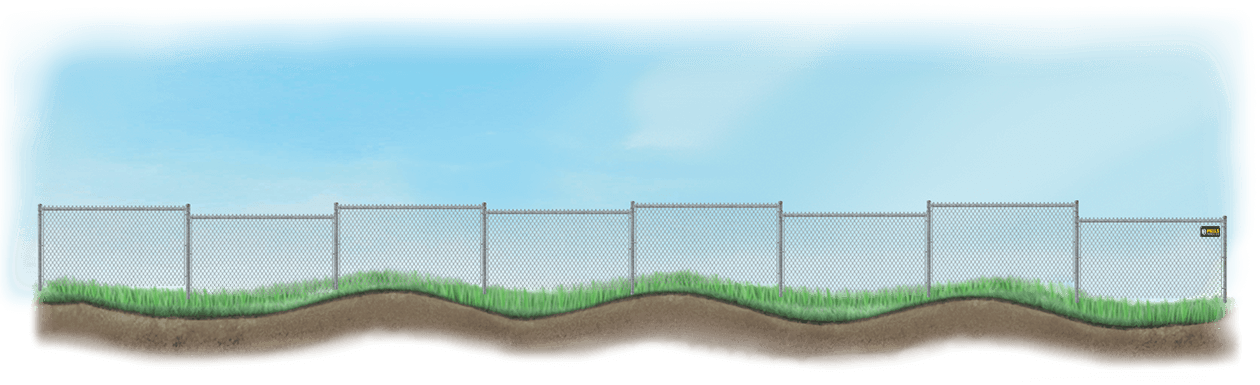 Stepped Chain Link fence on uneven ground