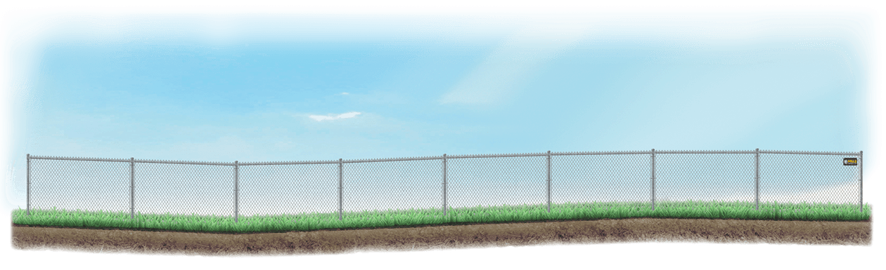 Racked Chain Link fence on uneven ground