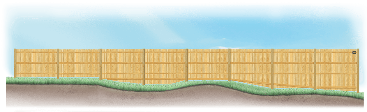 Custom Wood fence on uneven ground